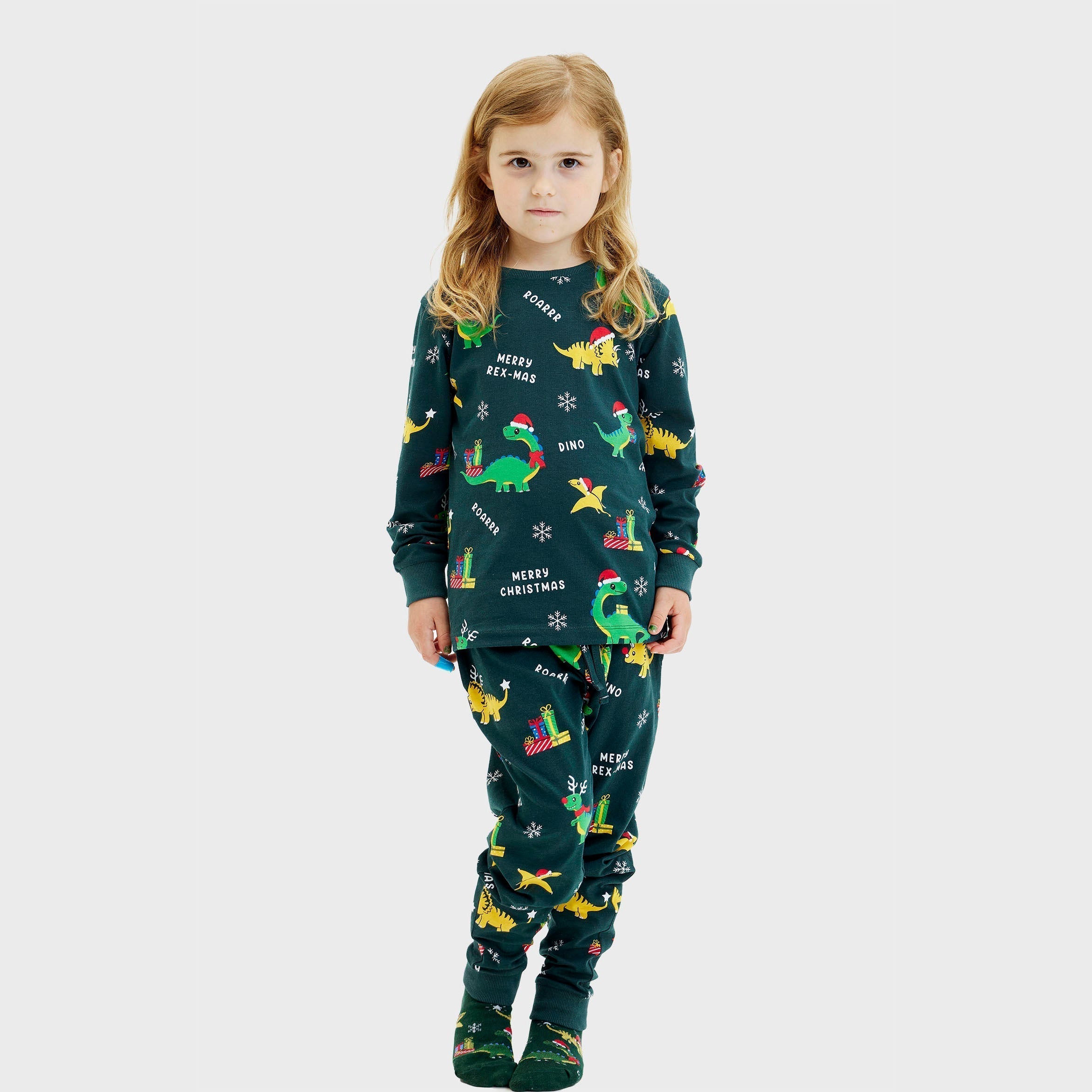 Dino Weihnachtspyjamas - Kinder.